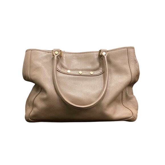 Tory Burch Purse Women’s One Size Leather Two Handles Snap Closure Taupe - Picture 2 of 9